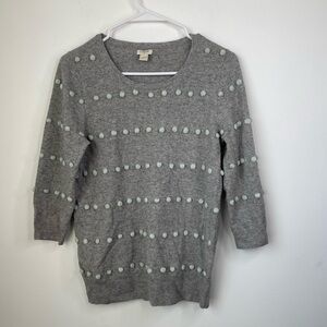 J Crew Cozy Gray Sweater with Mint Accents size small